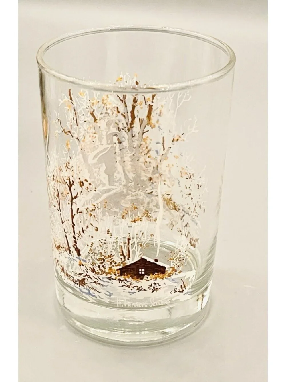 Vintage Arctic Circle Fast Food Glass 1985 H. Francis Sellers Art Winter Scene